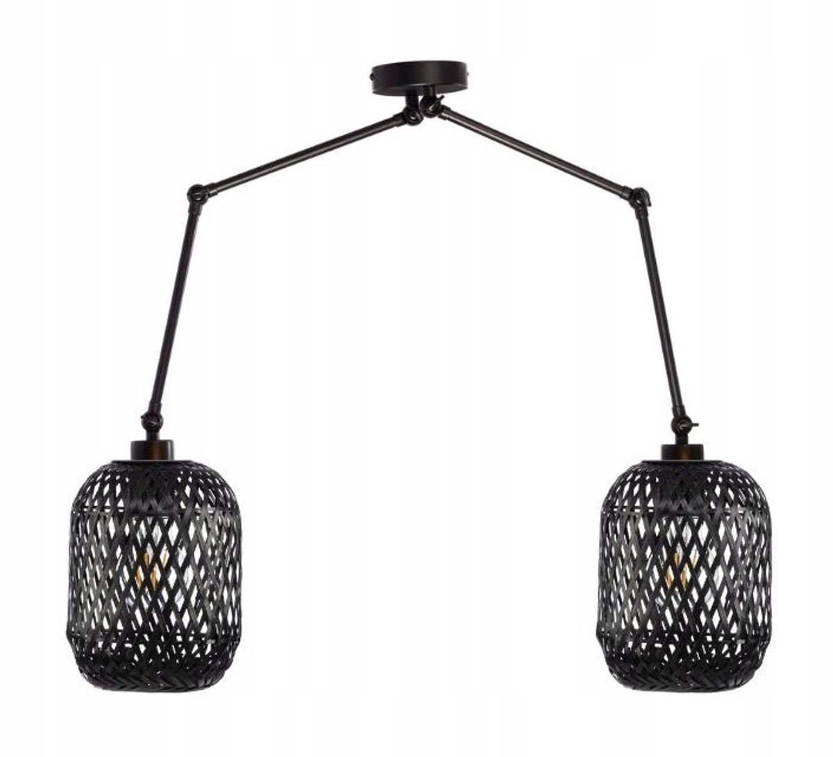 Dubbele Bamboe Plafondlamp Metaal Zwart - Verstelbaar Loft Design