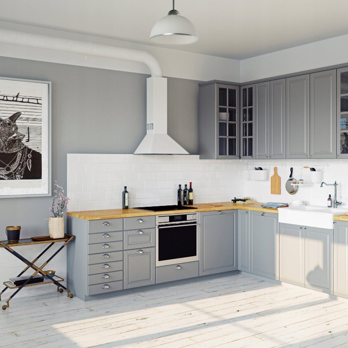 Lampex Cyrkonia Hanglamp E27 Glazen Kap Zilver Wit