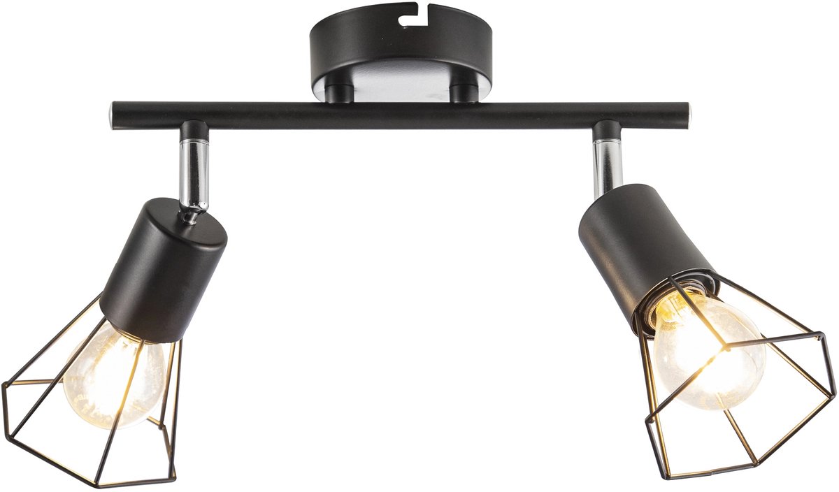 Globo Plafondlamp woonkamerlamp slaapkamerlamp metaal zwart vlechtwerk, 2x E14 fitting, lengte 25 cm, woonkamer slaapkamer