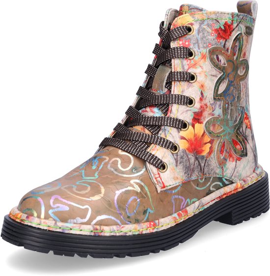 Bottines à lacets pour femmes Laura Vita beige multi
