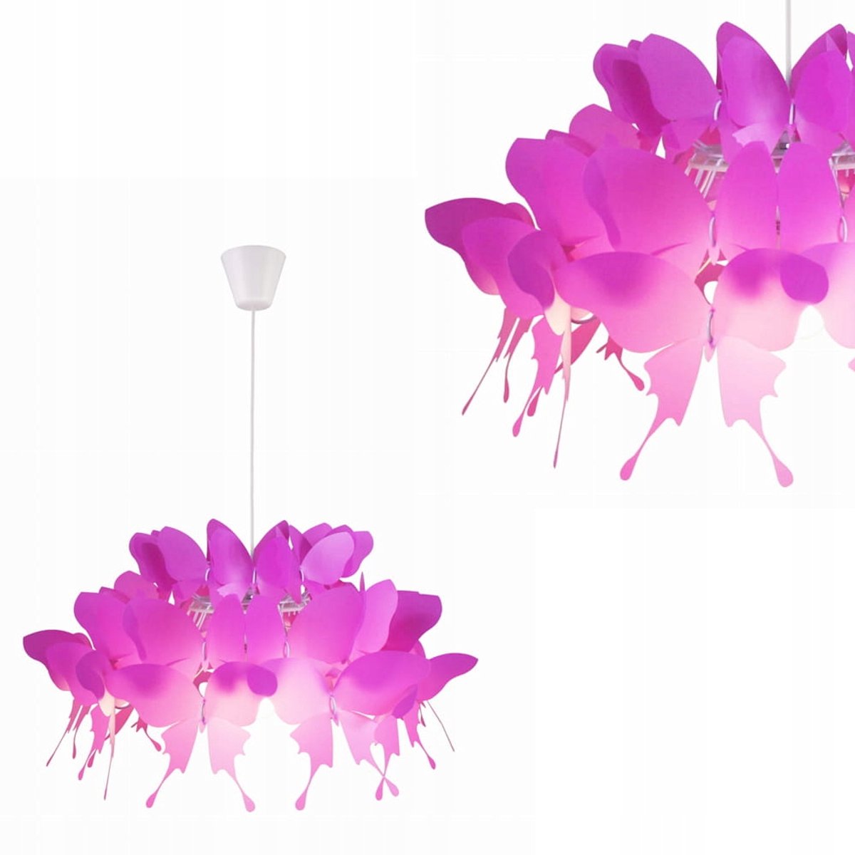 Lichte Prestige Farfalla hanglamp donkerroze vlinders 50cm kinderkamer