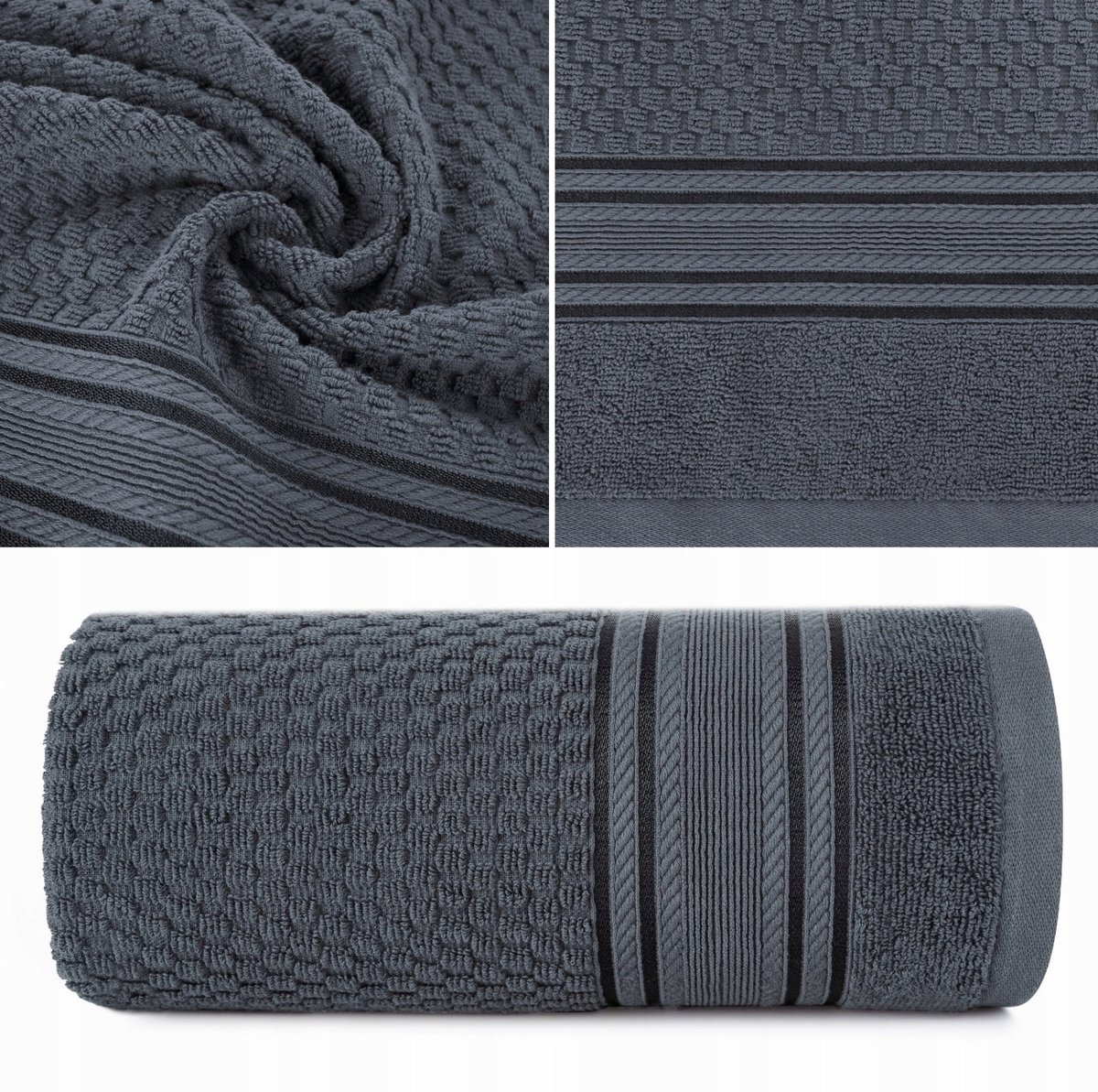 Luxe Katoenen Badhanddoek Davos Staal 70x140cm 500gsm