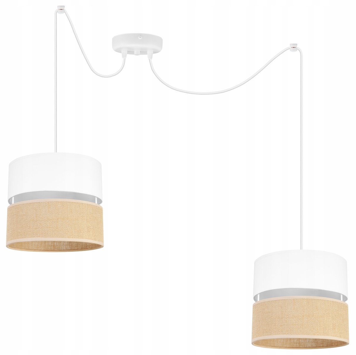 Hanglamp Jute Wit Boho Stijl - 2 lichtpunten