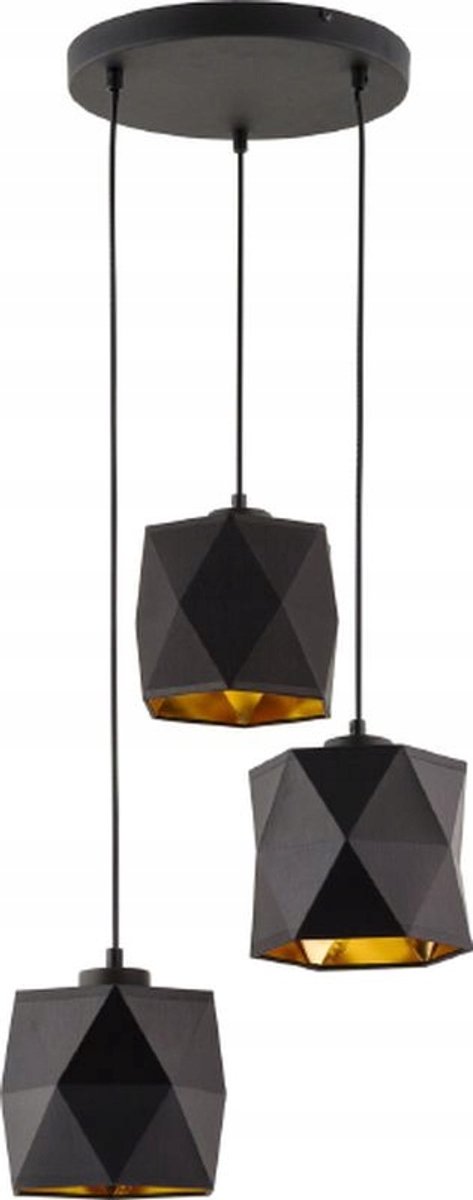 TK Lighting Siro Hanglamp Zwart Goud 3x15W E27 Metaal