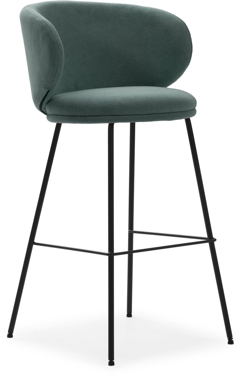 Havel - Set van 2 barkrukken van stof en metaal, H65cm