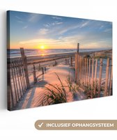 Canvas schilderij - Natuur 60x40 - Strand en zee - Kamer decoratie accessoires - Schilderijen woonkamer zonsondergang - Wanddecoratie slaapkamer - Muurdecoratie keuken - Wanddoek interieur binnen - Woondecoratie huis - Woonaccessoires