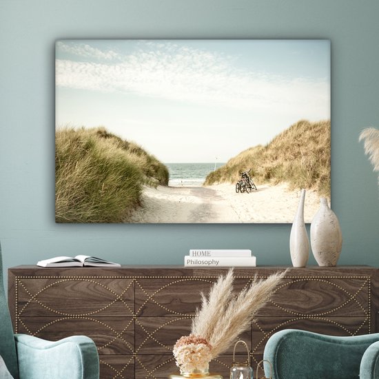 Toile Peinture Plage - Dune - Ciel - 150x100 cm - Décoration murale
