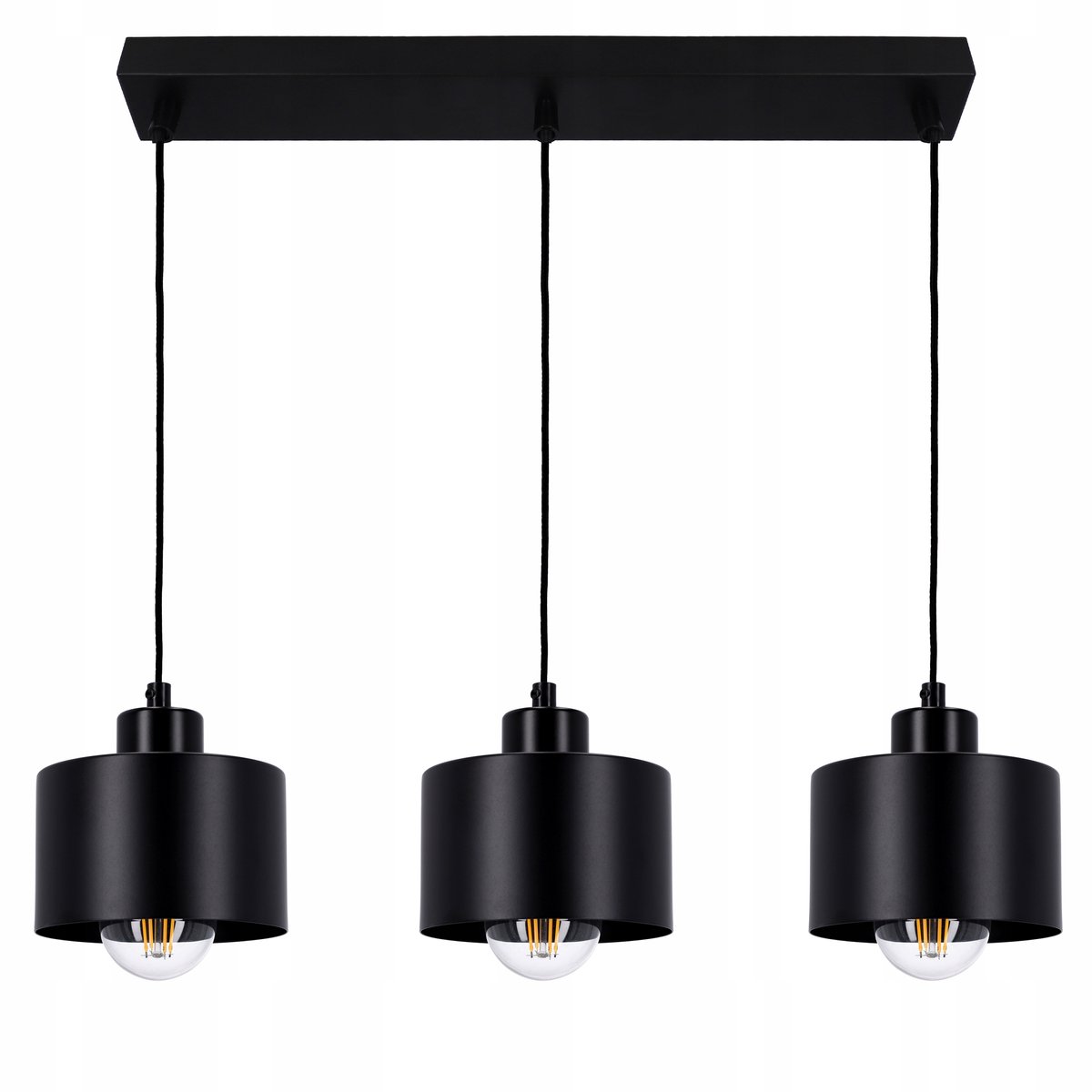 Retro Loft Plafondlamp - Zwarte Hanglamp met 3 lichtpunten