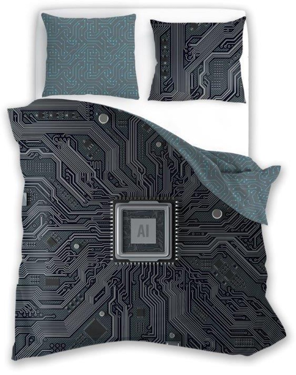 AI Technologie Katoenen Dekbedovertrek Set 140x200 cm - Lichtgevend