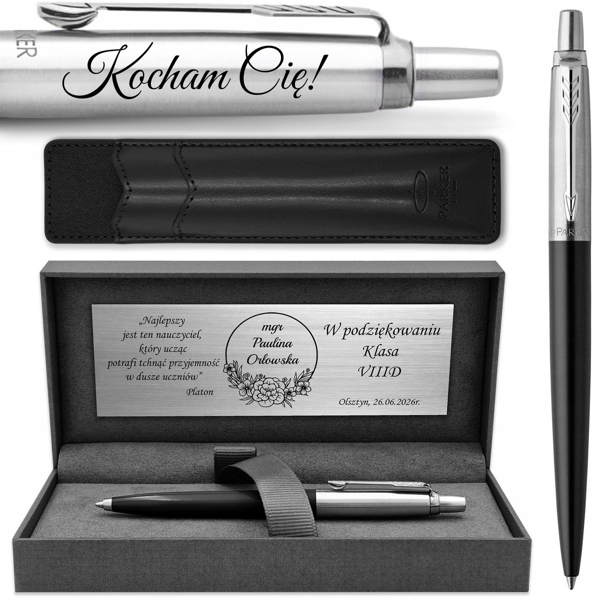 Parker Jotter 60 zwarte pen met gravure en luxe etui - perfect cadeau