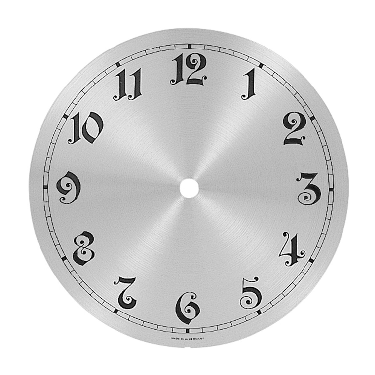 Wijzerplaat aluminium zilver met zwarte Arabische cijfers voor wandklok Ø:175mm