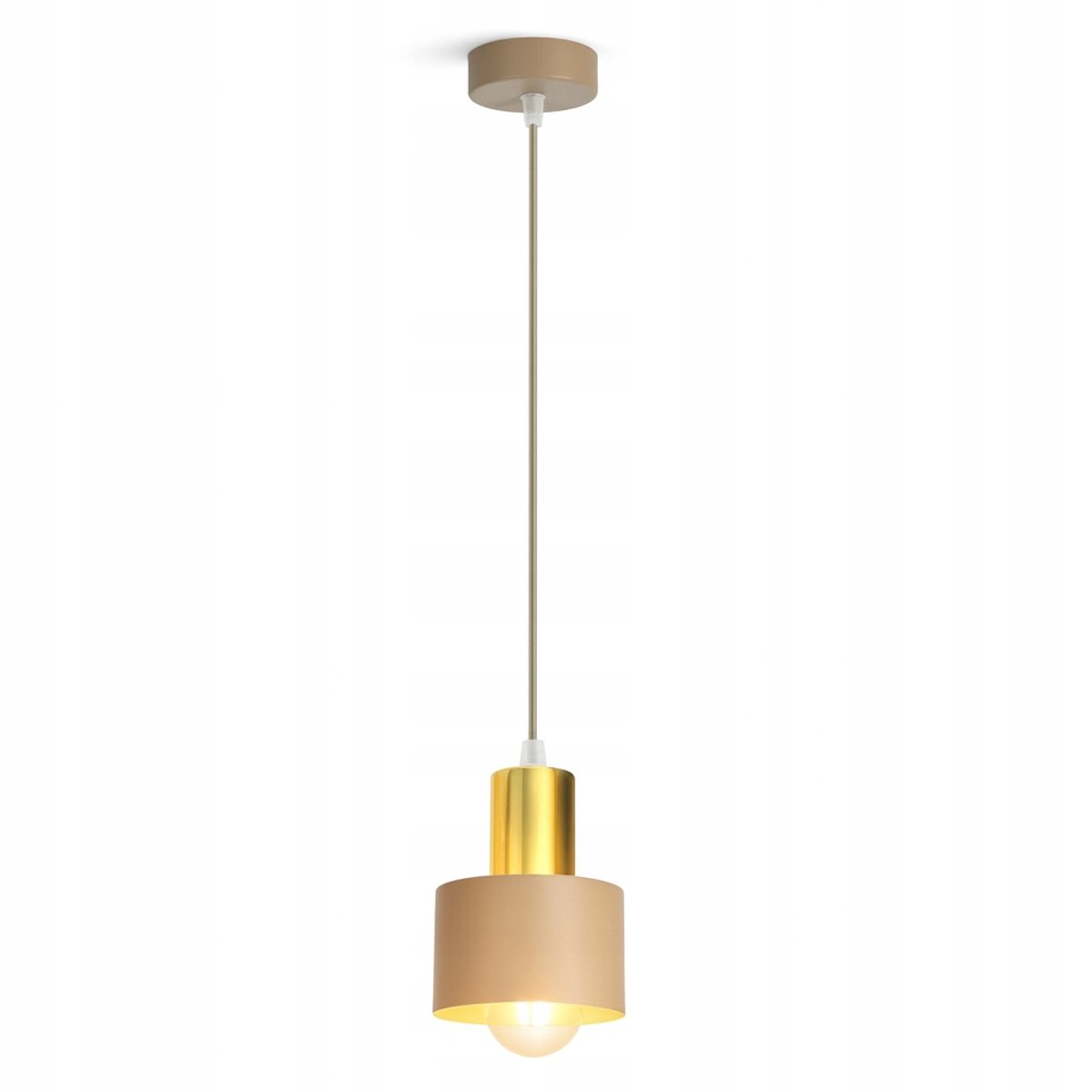 Luxe Beige Hanglamp met Gouden Accent - E27 Fitting
