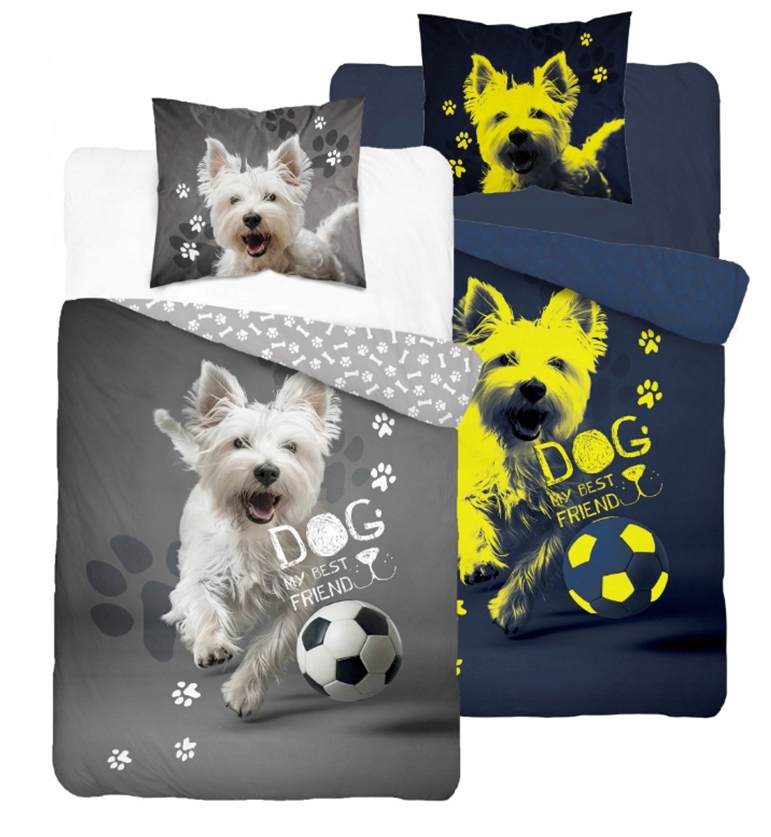 Glow-in-the-dark dekbedovertrek hondje terrier 160x200 cm