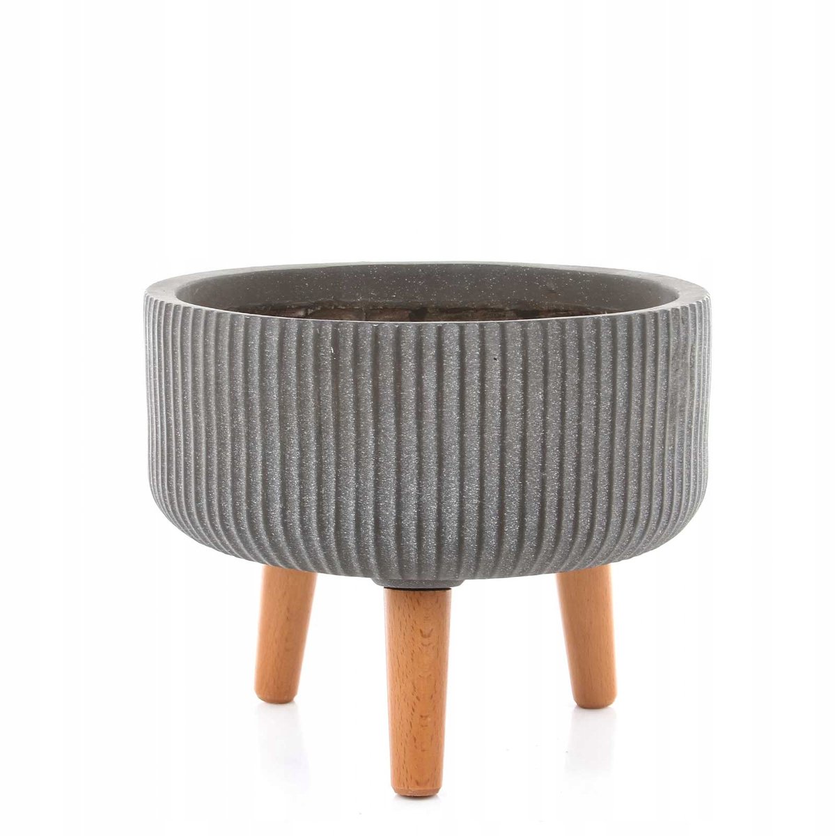 NUOVO BOWL bloempot 30/24 cm op houten pootjes - Grijs