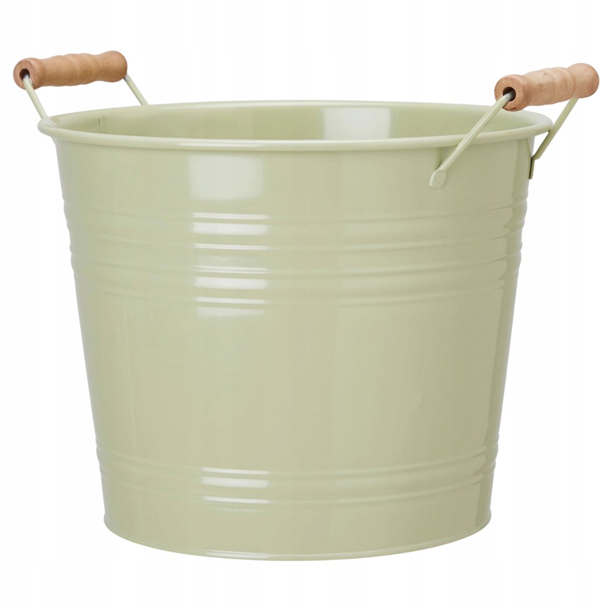 Groene Metalen Pot met Houten Handvat & Inzetstuk 21x26 cm