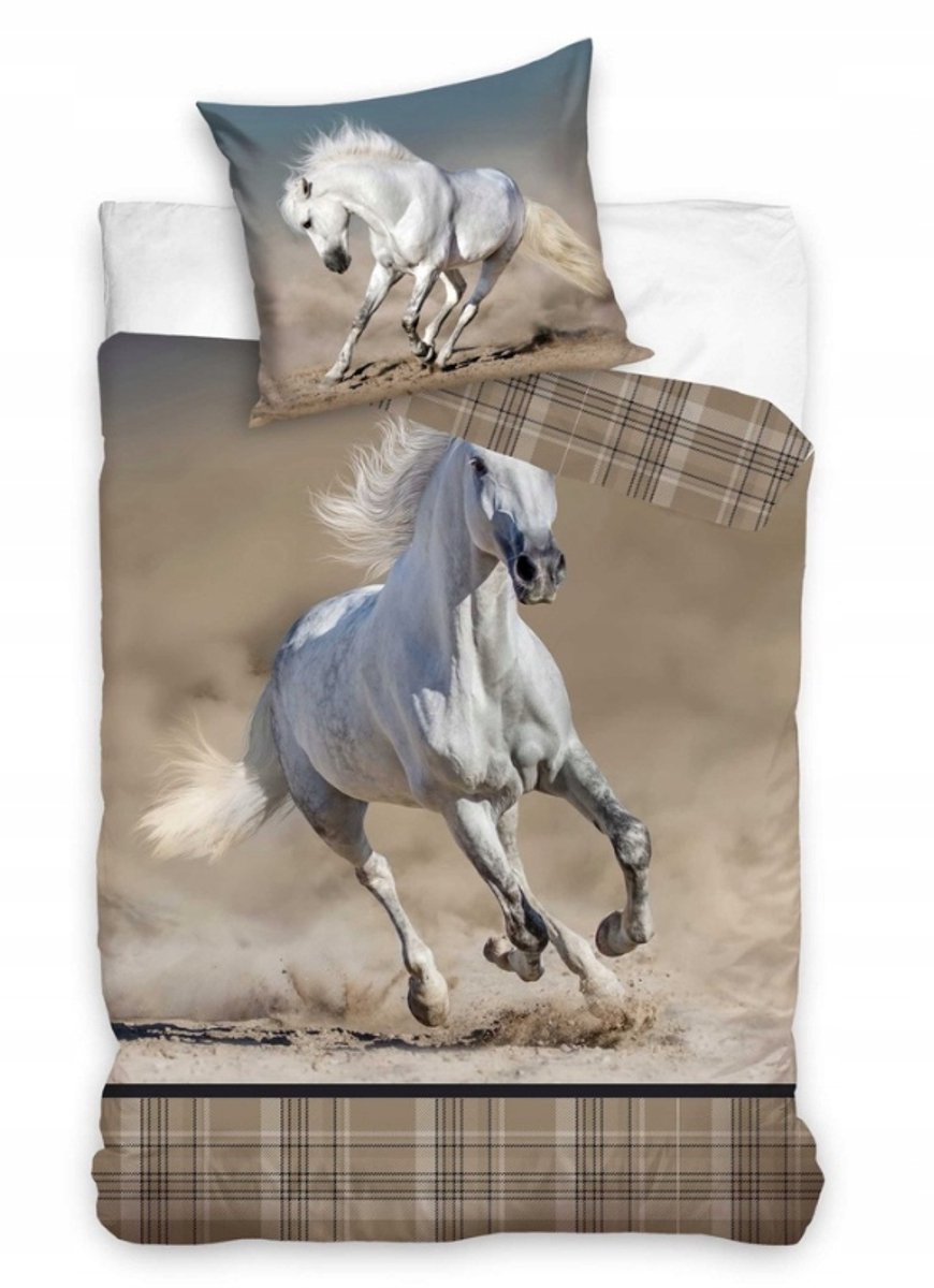 Dekbedovertrek 160x200 Katoen met Paardenprint - 2 Delig