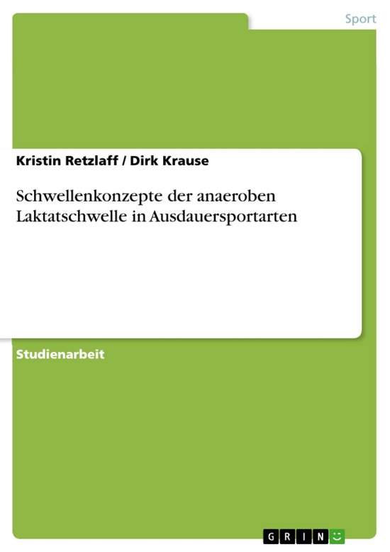 Schwellenkonzepte der anaeroben Laktatschwelle in Ausdauersp ... - cover