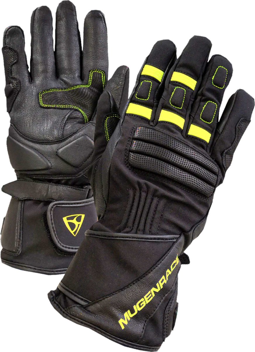 MUGENRACE Primo Winter Zwart Neon Gele Handschoenen - Handschoen