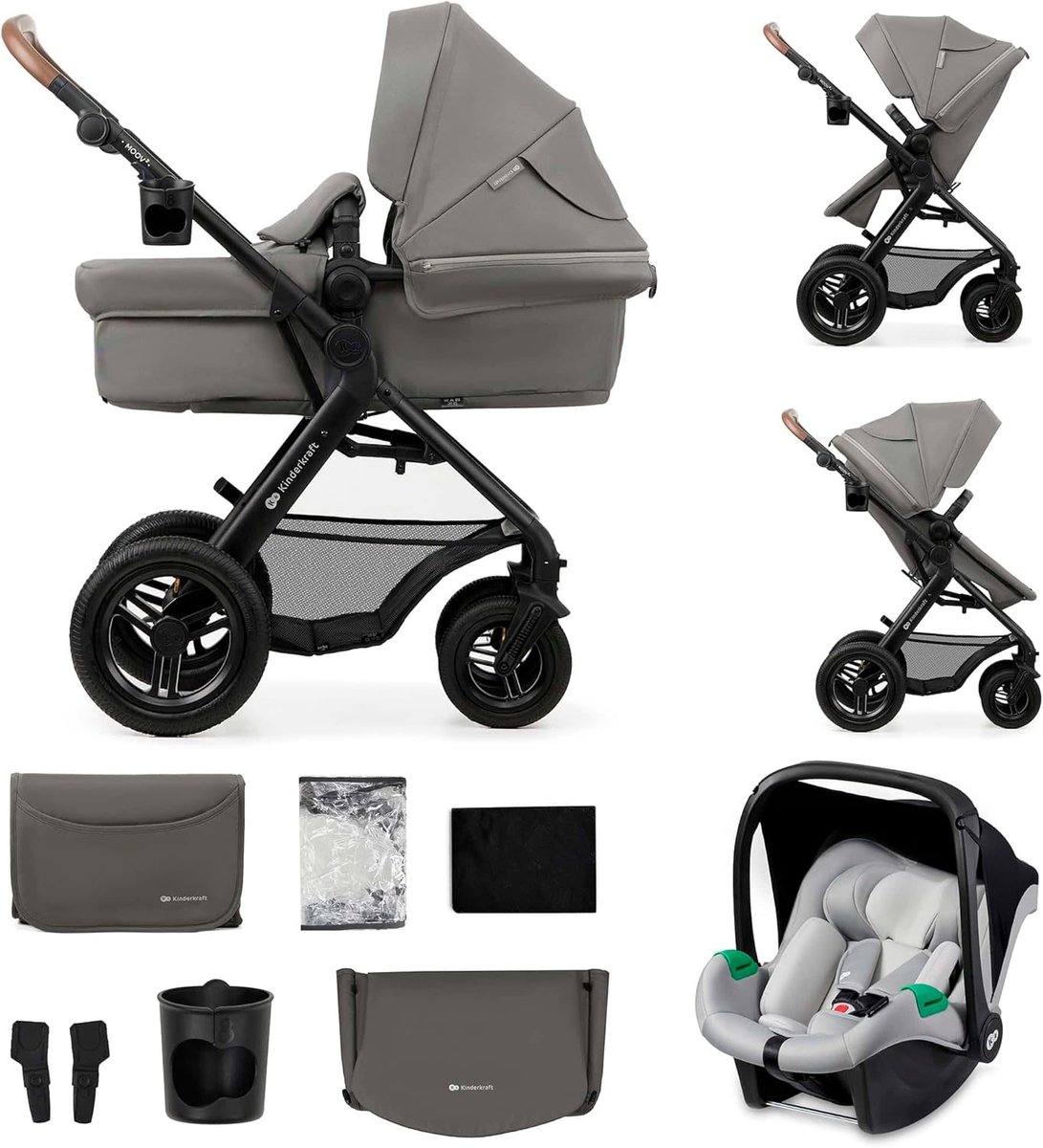 Image of 3-in-1 multifunctionele kinderwagen met schokabsorptie en verstelbare rugleuning