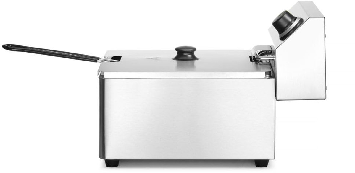 Friteuse met temperatuurinstelling tot 190°C en koude zone - 4L RVS