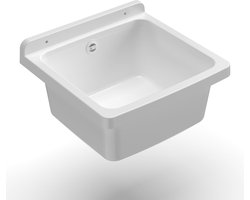 Kuip van PP-hars met wandbevestiging en sifon voor binnen en buiten - compact 40 x 40 x 19 cm