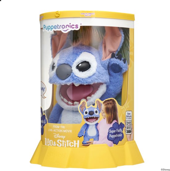 WoW Stuff Disney Stitch Interactieve Knuffel 45 cm - Bewegende Stitch Pop met Geluid - Real FX Puppetronic Animatronic