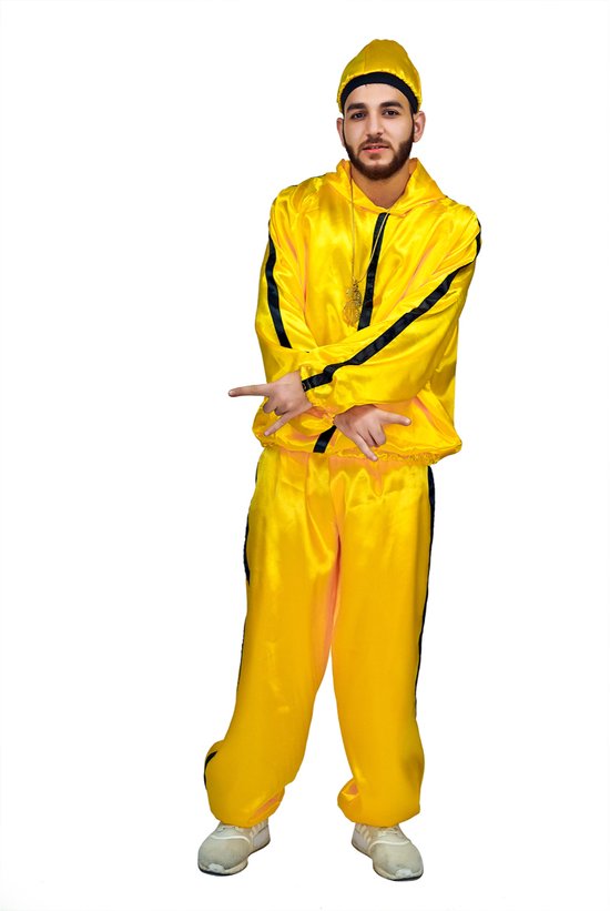 Trainingspak 90s Geel – Inclusief Jasje, Broek en Muts – Foute Party, Themafeest & Carnaval Verkleedkleding – One Size