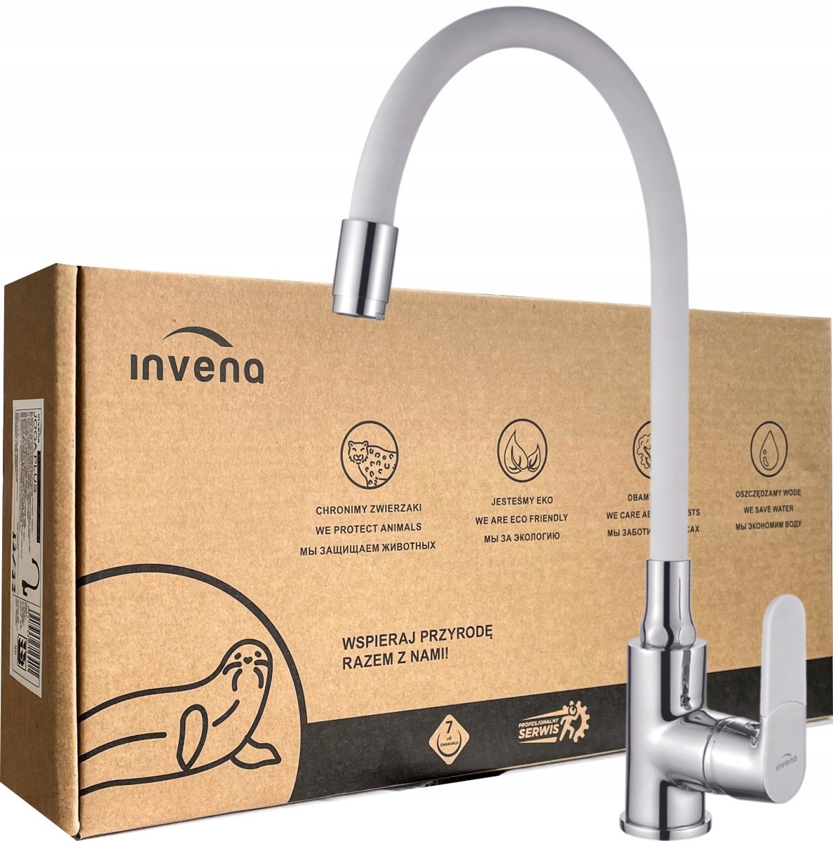 Invena Joga Keukenmengkraan Wit Mat/Chroom Flexibele Uitloop