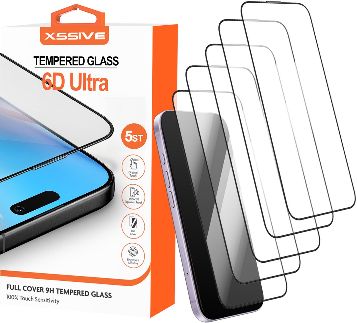 Xssive Gold Line - Screenprotector geschikt voor iPhone 17 Pro - Screenprotectors (5 Stuks) - Full Cover Beschermglas - Tempered Glass - 9H Gehard Glazen Schermbeschermer