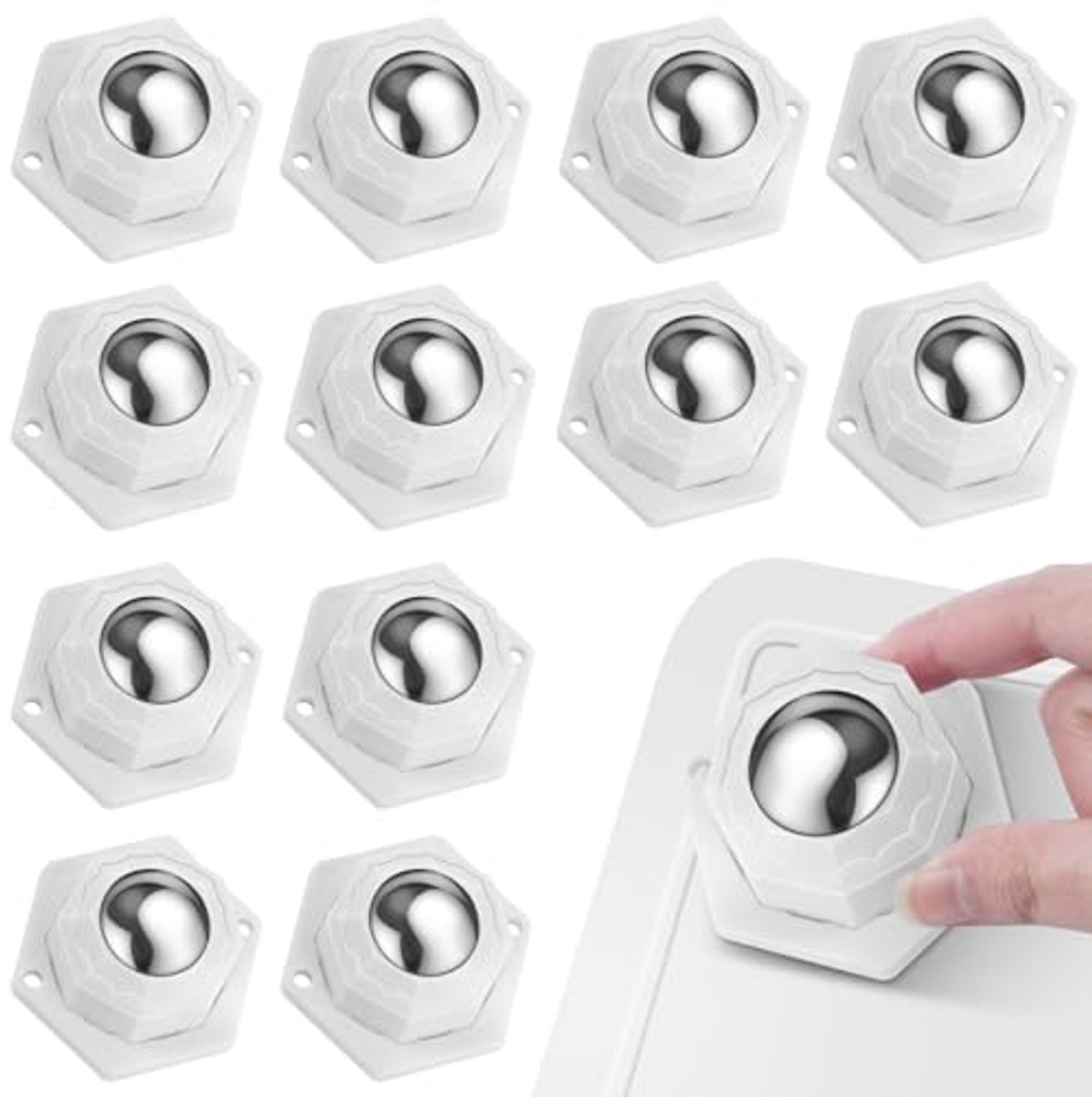 Kogelwielen Set van 12 - Zwenkwielen voor Meubels met 360° Draaifunctie