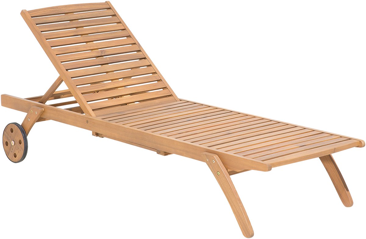 Beliani CESANA - Tuinligstoel-Lichte houtkleur-Acaciahout