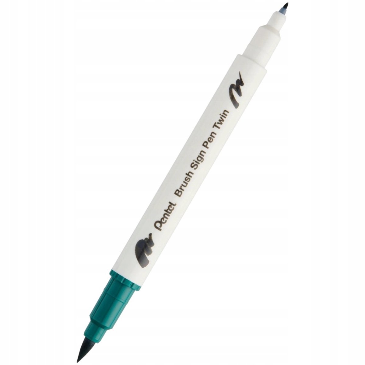 Pentel Brush Sign Pen Twin - Dubbelzijdige Kalligrafie Marker - Donkergroen