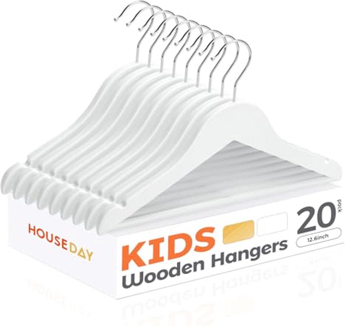 Houten Kinderhangers voor Kleding - 20 Stuks - Antislip met 360° Draaibare Haak