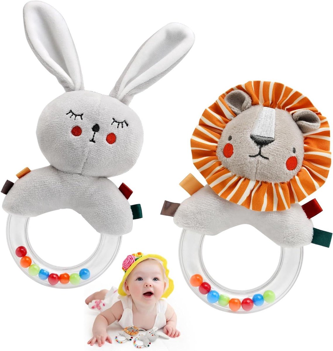 Provento - Zachte baby rammelaar met grijpfunctie voor sensorisch spelende baby's