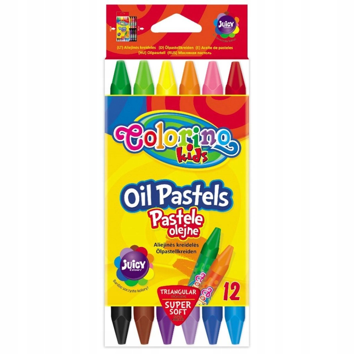 Colorino Oliepastels Driehoekig 12 Kleuren - Ideaal voor Kinderen