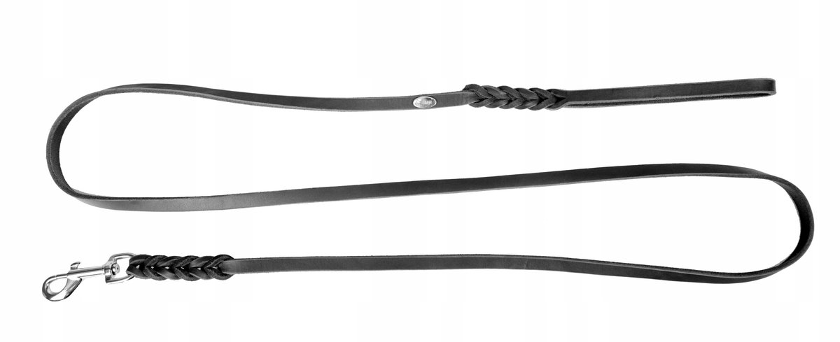 Dingo Gevlochten Leren Hondenhalsband 1.2x230cm Zwart