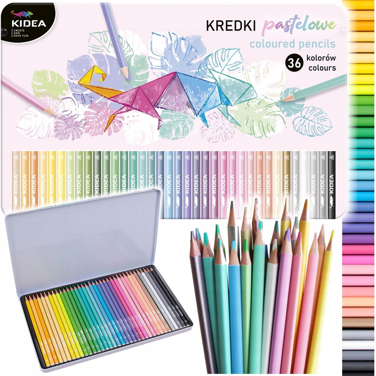 Kidea Pastelpotloodjes 36 Kleuren Metalen Doos