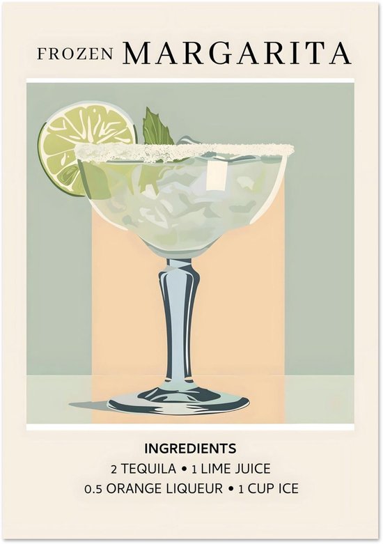 Frozen Margarita cocktail I - Ingrediënten Poster 70x100 cm - exclusief lijst