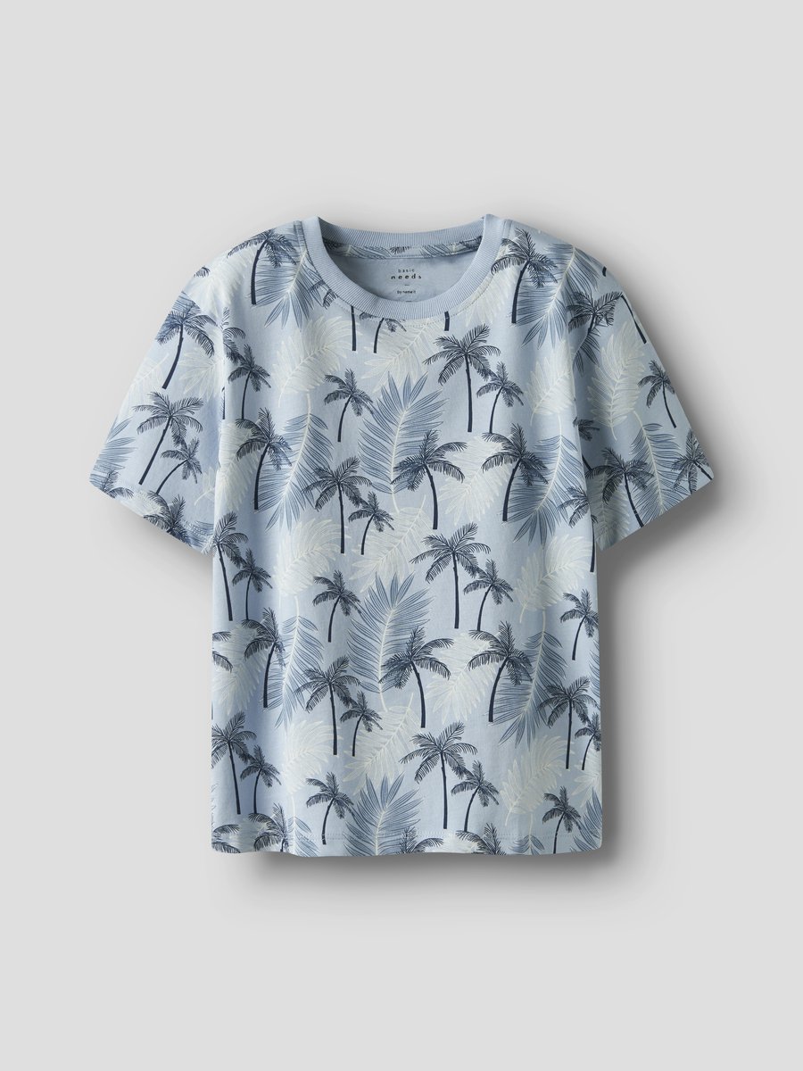 NAME IT Jungen T-Shirt NMMJERRIE SS Boxy – Smoke Blue, Mit Weichem Gummiprint, Lässiger Schnitt