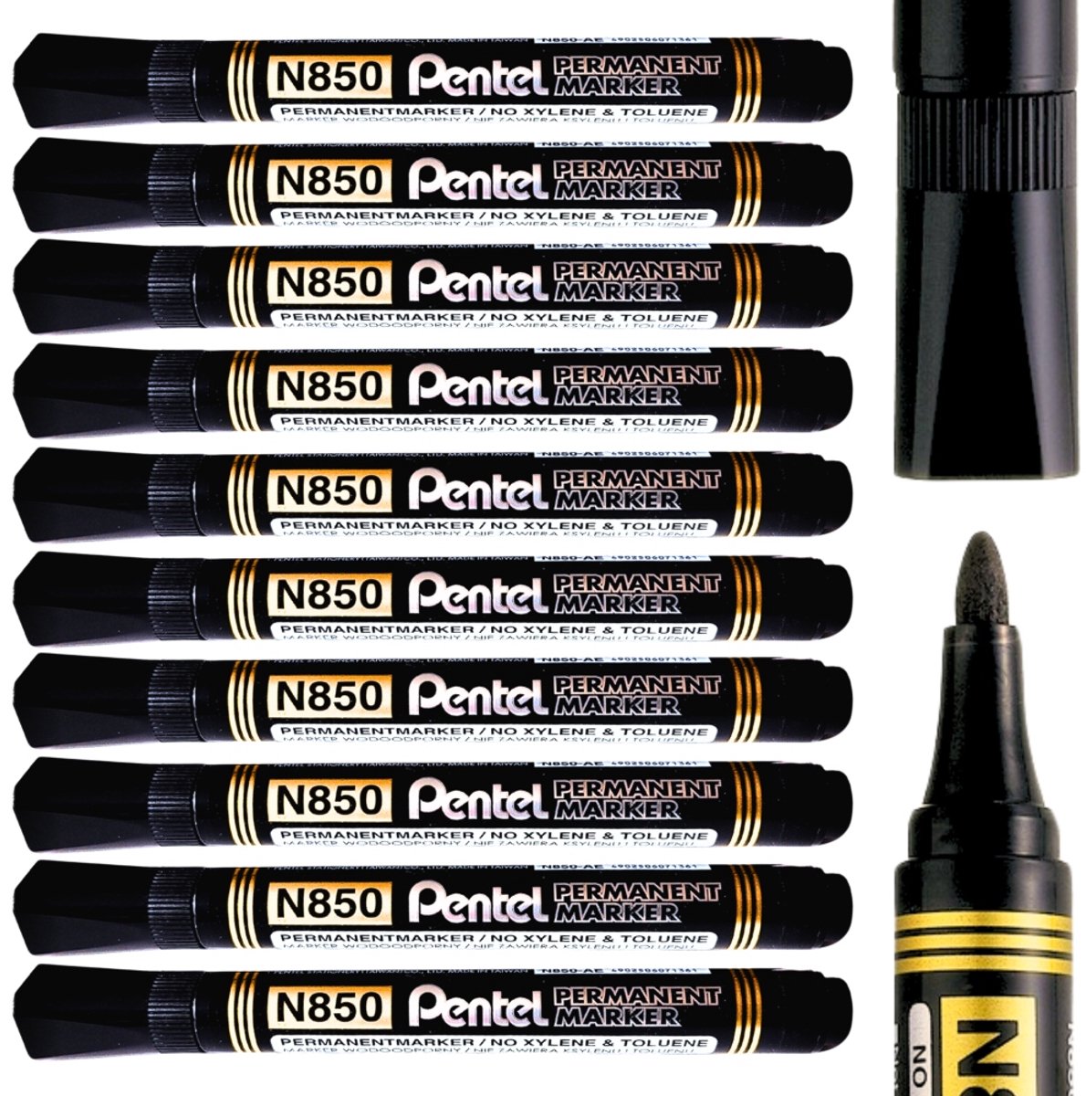Pentel N-850 Permanente Marker Zwart - 10 Stuks
