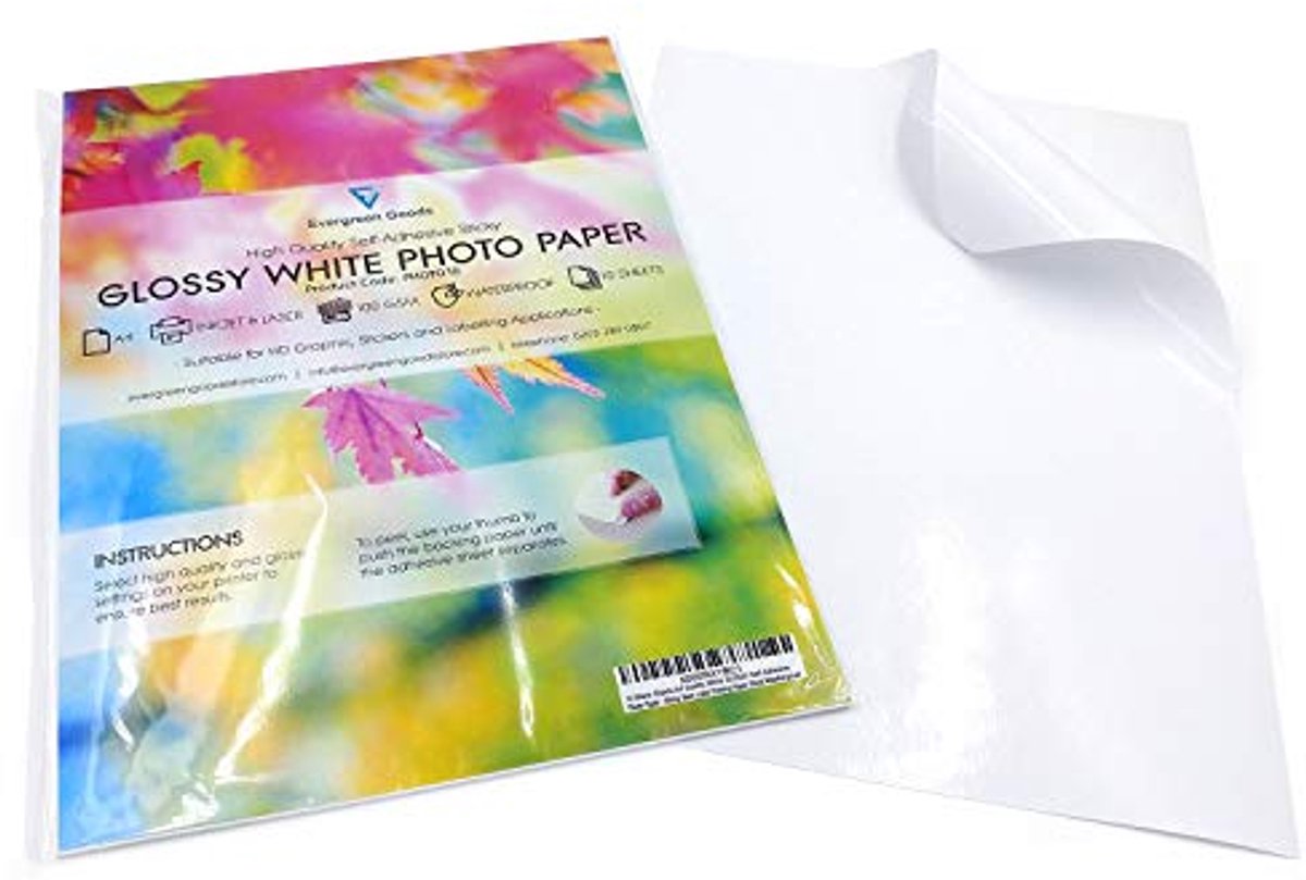 100 vellen A4 premium glanzend stickerpapier zelfklevend voor hoge resolutie afdrukken