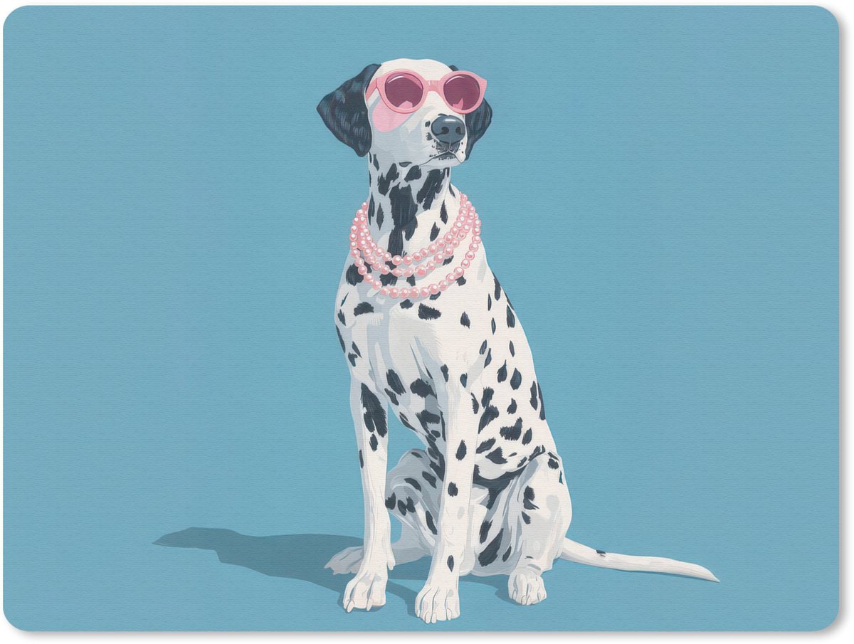 Muismat 23x19 cm - Mousepad Dalmatiër - Zonnebril - Blauw - Muismatten