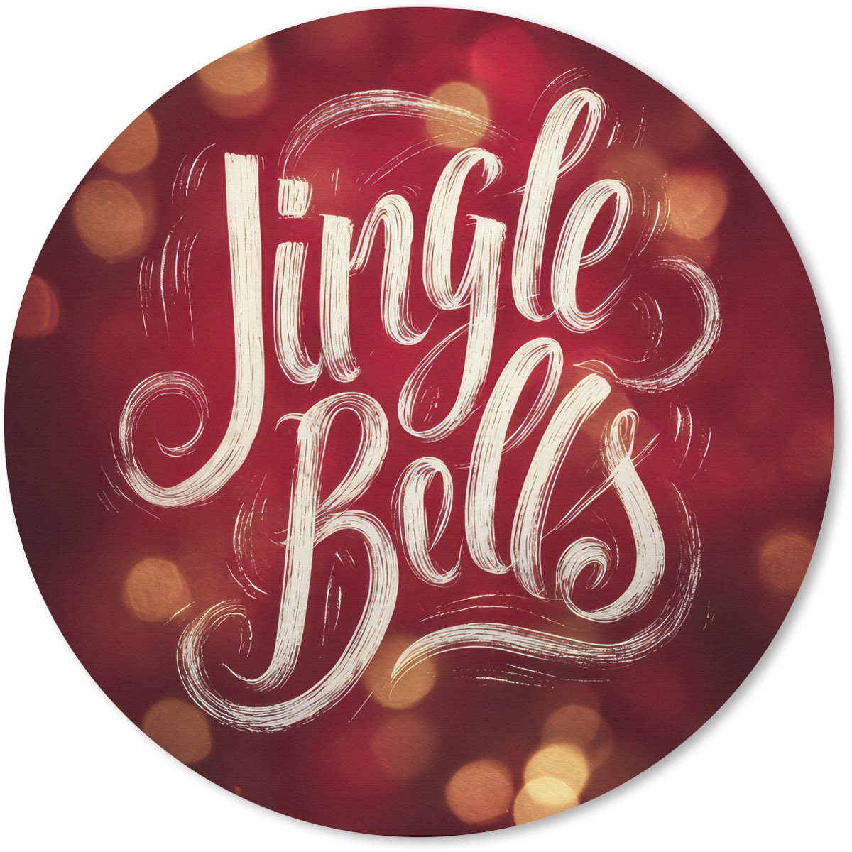 Muismat rond 50x50 cm - Mousepad Jingle - Bells - Kerst - Rood - Ronde muismatten