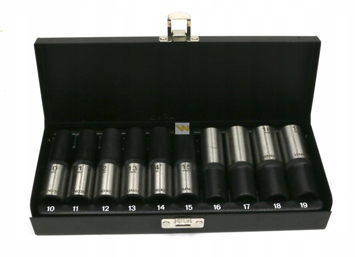 Verlengde Dopset 1/2" 10-19mm CrV 10 Delen