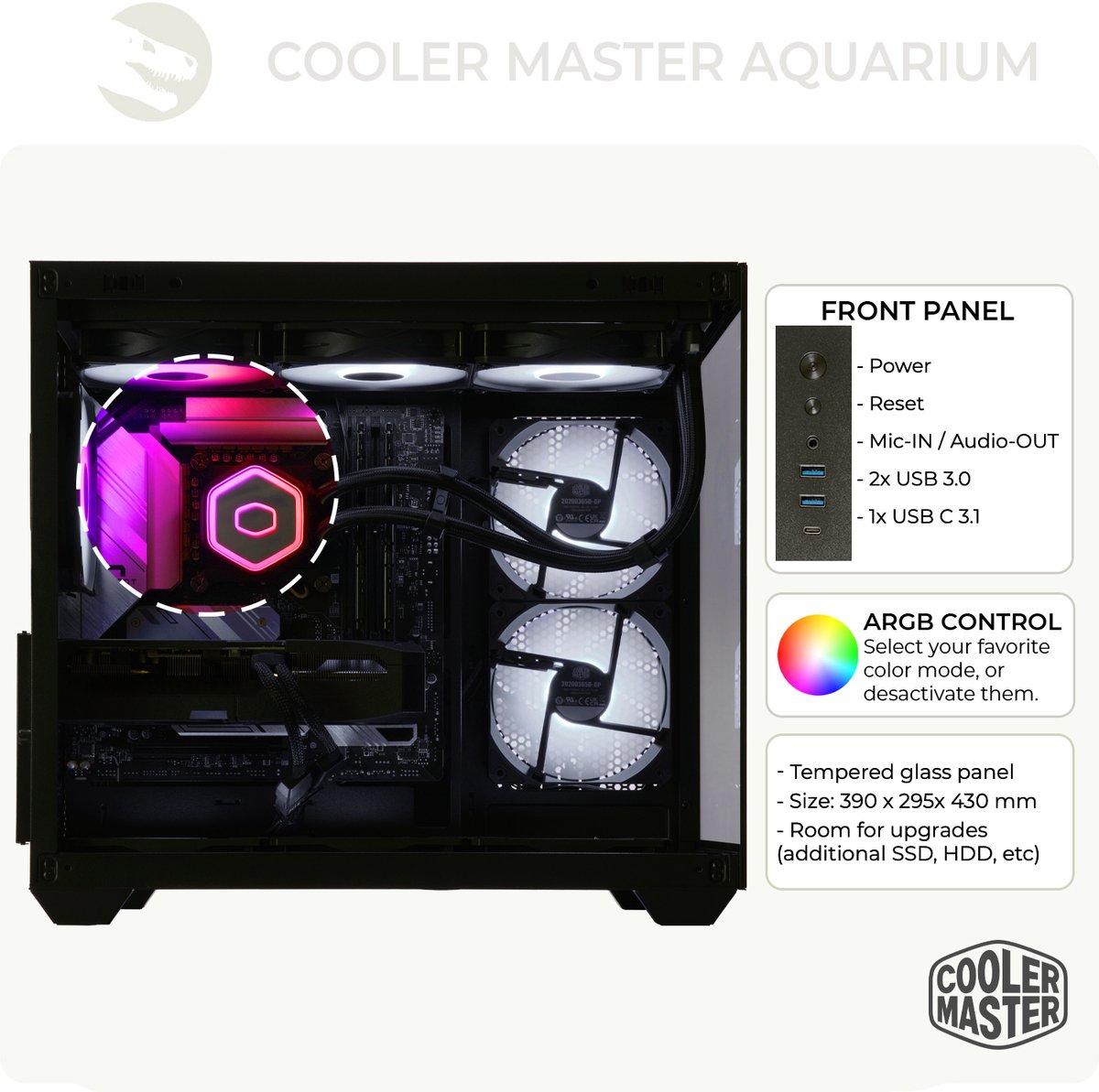 Sedatech Advanced Gaming PC Waterkoeling Aquarium • AMD Ryzen 7 5700X 8x 3.4GHz • Geforce RTX5070Ti • 32Gb RAM • 1Tb SSD M.2 • WiFi, USB C • Windows 11 • Desktop computer — afbeelding 4