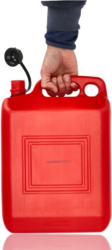 Jerrycan 10 Liter Rood – Set van 2 – UN-Gekeurde Brandstof Jerrycans voor Benzine en Diesel – Kunststof Benzinetank met Lange Schenktuit en Vulslang – Brandstofkan jerrycan Voor Auto, Boot, Camper en Tuinmachines