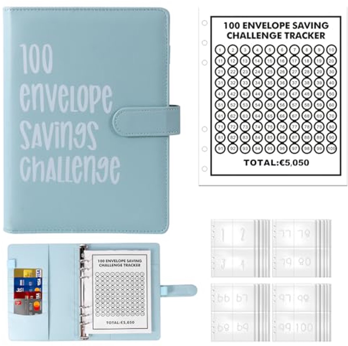100 Dagen Geldbesparingsuitdaging met 100 Enveloppen - Spaarmap en Budgetplanner voor Financieel Beheer