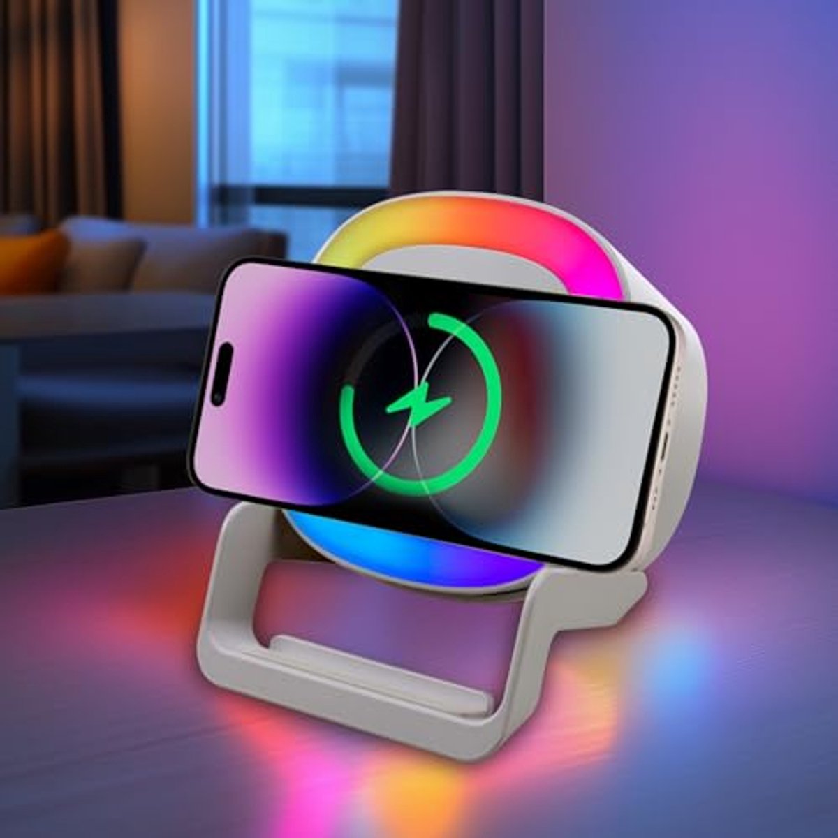 Dimbare Bluetooth-luidspreker met nachtlampje en draadloze oplader - Multifunctioneel design voor thuis en onderweg