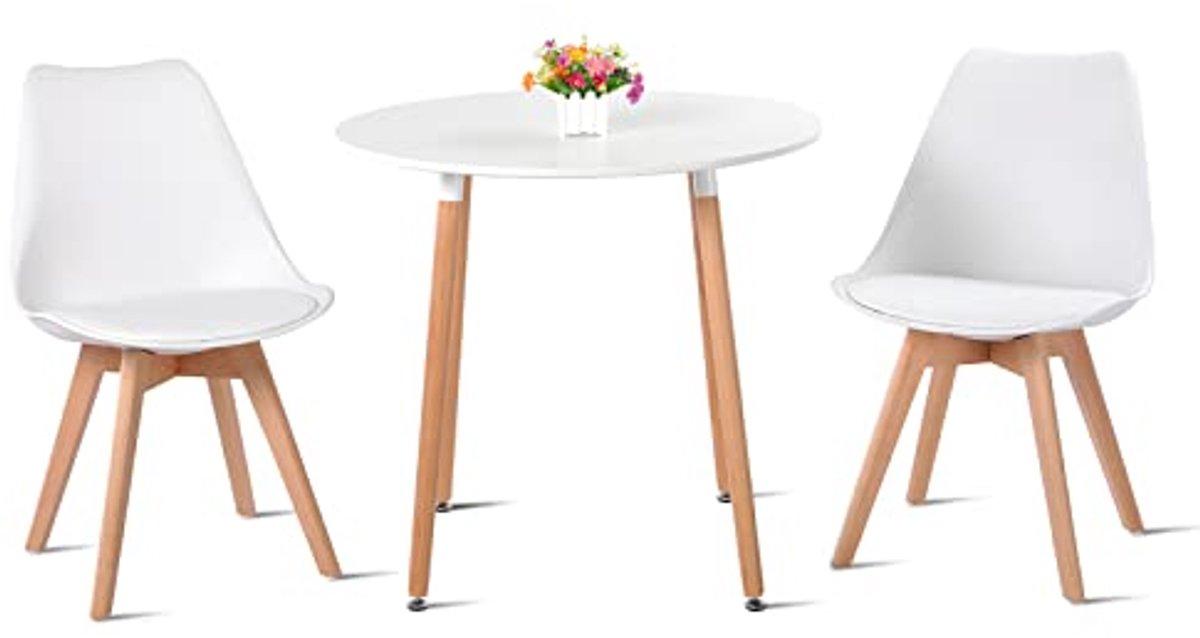 Ronde Eettafelset met 2 Stoelen - Modern en Stijlvol voor Eetkamer en Keuken - 80 cm