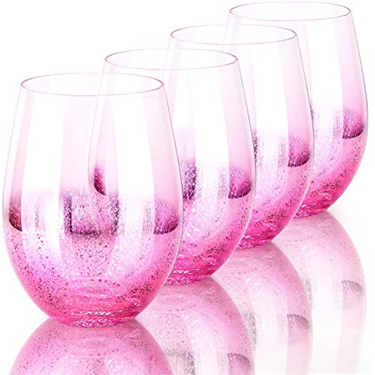 Set van 4 Cocktailglazen - 18 oz Roze Glanzend Drinkglazen voor Bier, Wijn en Sap